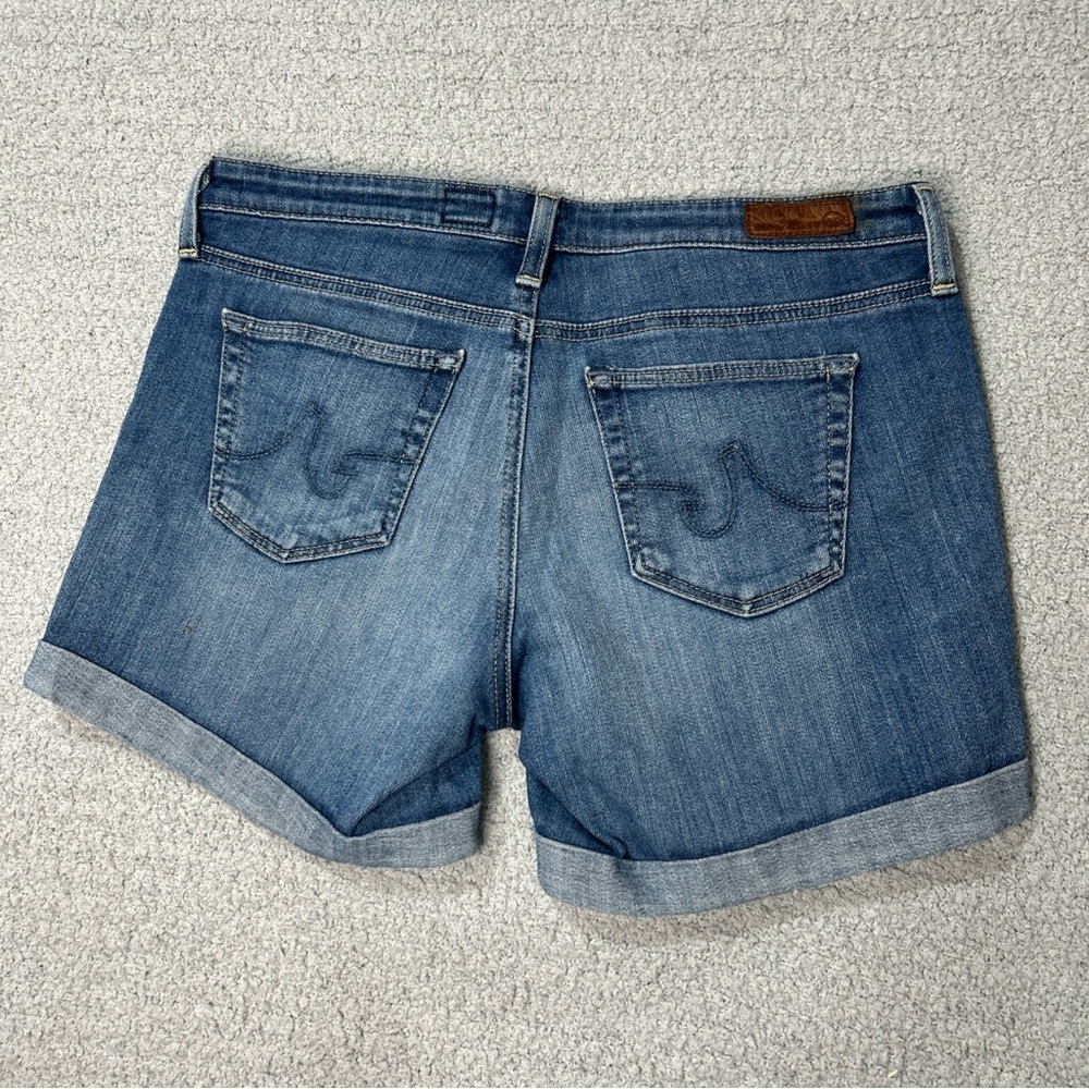 AG Adriano Goldschmied The City Short Rolled Hem Dark Blue Denim Shorts - Picture 8 of 12